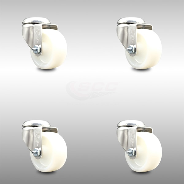 3 Inch 316SS Nylon Wheel Swivel Bolt Hole Caster Set